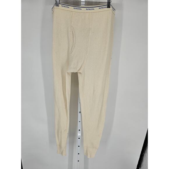 Vintage Fruit of the Loom Mens Sz XL Long John Thermal Pants Waffle Knit Beige - Picture 1 of 4